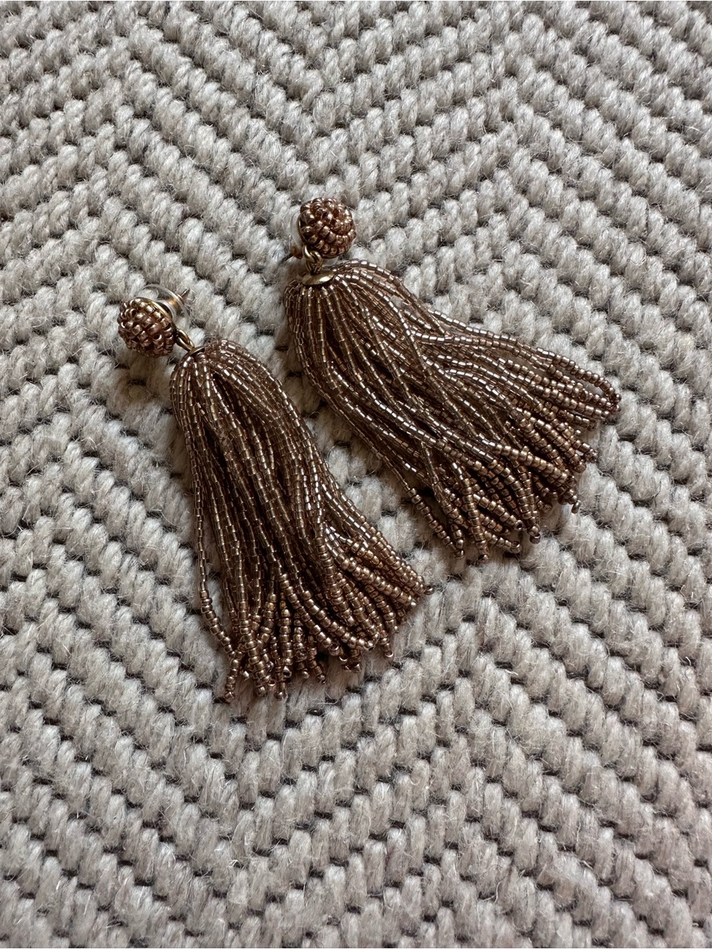 Beaded Tassel Drop Earrings - gold